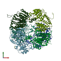 PDB entry 6yy1 coloured by chain, front view.