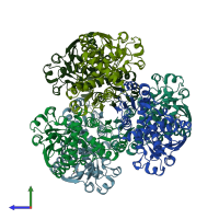 PDB entry 6yy1 coloured by chain, side view.