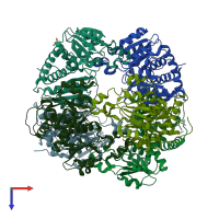 PDB entry 6yy1 coloured by chain, top view.
