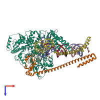 PDB entry 6yyt coloured by chain, top view.