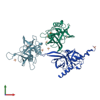 PDB entry 6z0x coloured by chain, front view.