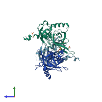 PDB entry 6z0x coloured by chain, side view.