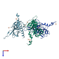 PDB entry 6z0x coloured by chain, top view.