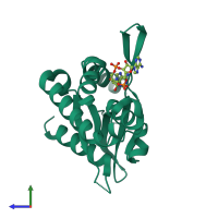 PDB entry 6z15 coloured by chain, side view.