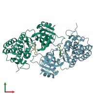 PDB entry 6z1q coloured by chain, front view.