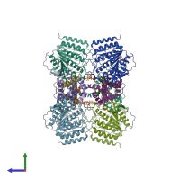 PDB entry 6z2k coloured by chain, side view.