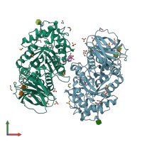 PDB entry 6z39 coloured by chain, front view.