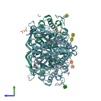 PDB entry 6z39 coloured by chain, side view.