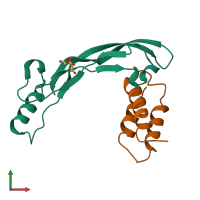 PDB entry 6z3g coloured by chain, front view.