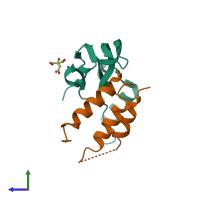 PDB entry 6z3g coloured by chain, side view.