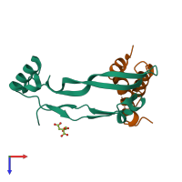 PDB entry 6z3g coloured by chain, top view.