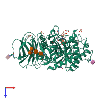 PDB entry 6z3i coloured by chain, top view.