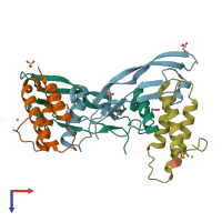 PDB entry 6z3j coloured by chain, top view.