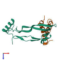 PDB entry 6z3l coloured by chain, top view.