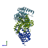PDB entry 6z3o coloured by chain, side view.