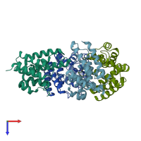PDB entry 6z3o coloured by chain, top view.