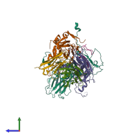 PDB entry 6z3p coloured by chain, side view.