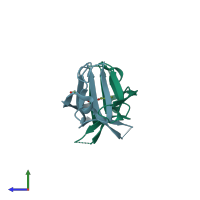 PDB 6z4u coloured by chain and viewed from the side.