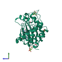 PDB entry 6z4y coloured by chain, side view.
