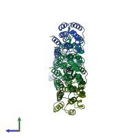 PDB entry 6z5j coloured by chain, side view.