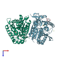PDB entry 6z68 coloured by chain, top view.