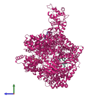 PDB entry 6z6g coloured by chain, side view.