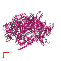 PDB entry 6z6g coloured by chain, top view.
