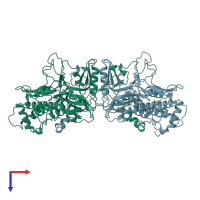 PDB entry 6z8f coloured by chain, top view.