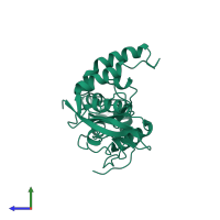PDB entry 6z90 coloured by chain, side view.