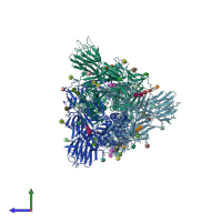 PDB entry 6z97 coloured by chain, side view.