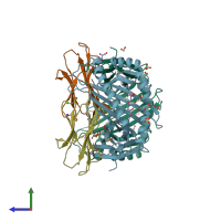 PDB entry 6z9v coloured by chain, side view.