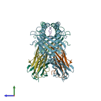 PDB entry 6z9w coloured by chain, side view.