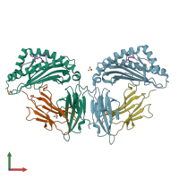 PDB entry 6z9x coloured by chain, front view.