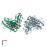 PDB entry 6z9x coloured by chain, top view.