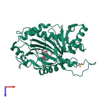 PDB entry 6zal coloured by chain, top view.