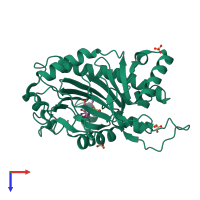 PDB entry 6zao coloured by chain, top view.