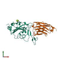 PDB entry 6zbp coloured by chain, front view.