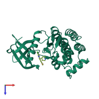 PDB entry 6zcr coloured by chain, top view.