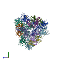 PDB entry 6zdh coloured by chain, side view.