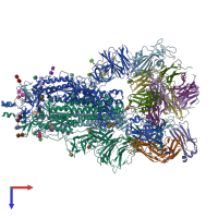 PDB entry 6zdh coloured by chain, top view.