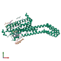 PDB entry 6zdr coloured by chain, front view.