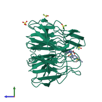 PDB entry 6zf2 coloured by chain, side view.