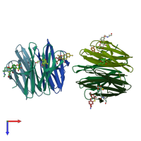 PDB entry 6zfc coloured by chain, top view.