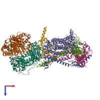 PDB entry 6zfs coloured by chain, top view.
