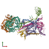 PDB entry 6zft coloured by chain, front view.
