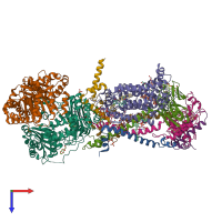PDB entry 6zft coloured by chain, top view.