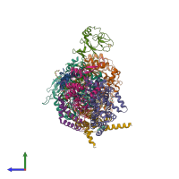PDB entry 6zfu coloured by chain, side view.