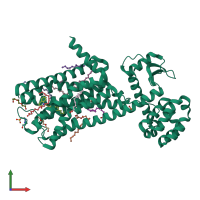 PDB entry 6zfz coloured by chain, front view.