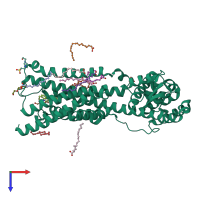 PDB entry 6zfz coloured by chain, top view.