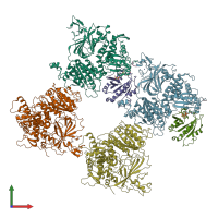 PDB entry 6zga coloured by chain, front view.